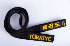 HAŞADO Profesyonel Siyah Kuşak (Türkçe ve Korece Nakışlı Taekwondo Yazılı)