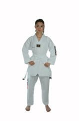 HAŞADO Taekwondo Beyaz Yaka Fitilli Acemi Elbise
