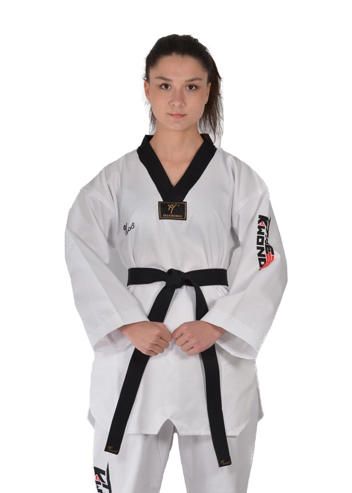HAŞADO WT ONAYLI Fitilli Siyah Yaka Taekwondo Elbisesi