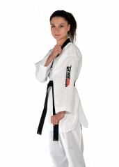 HAŞADO WT ONAYLI Fitilli Siyah Yaka Taekwondo Elbisesi