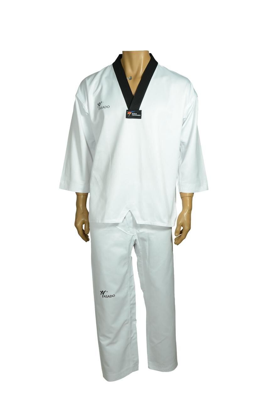 HAŞADO WT ONAYLI Fitilli Siyah Yaka Taekwondo Elbisesi