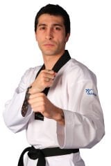 HAŞADO WT ONAYLI Profesyonel Siyah Yaka Ultra Fighter Kumaş Taekwondo Elbise