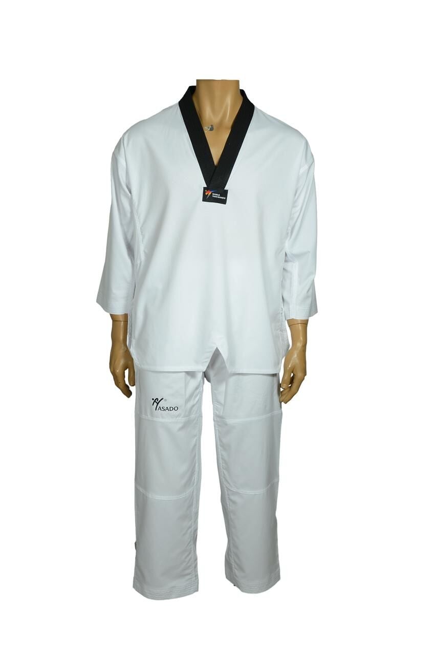 HAŞADO WT ONAYLI Profesyonel Siyah Yaka Ultra Fighter Kumaş Taekwondo Elbise